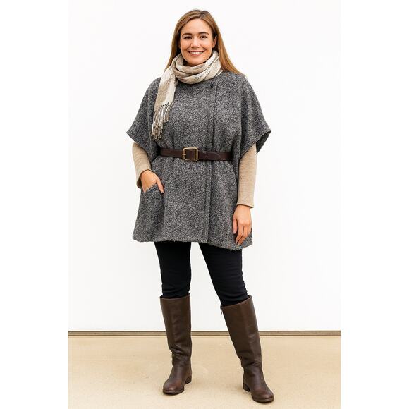 Liz Claiborne Women’s Short Sleeve Coat Wrap Charcoal XXL NWT *missing belt* - Picture 1 of 12